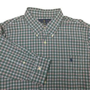 Ralph Lauren men's performance classic fit LS button down green blue plaid XXL